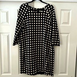 Anthropologie Black and Cream Polka Dot Sheath Dress